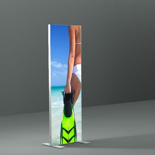 AE 2ft x 6ft frame, featuring a graphic of a lady at the beach with a scuba flipper.